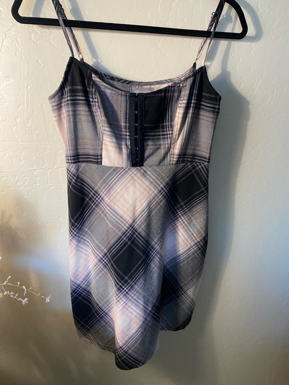 Urban Outfitters Plaid Mini Dress in Black and Gray